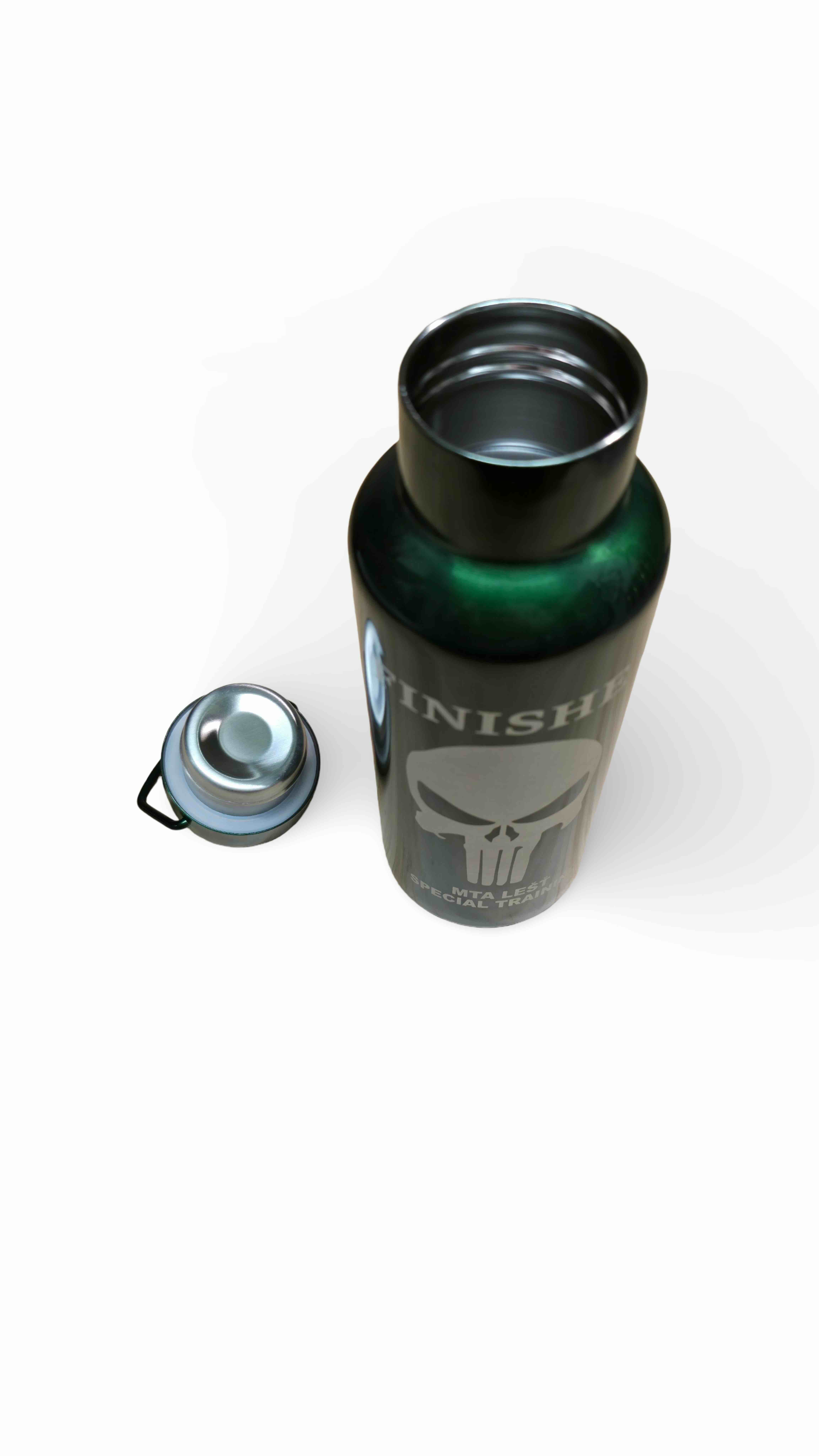 Plechová fľaša FINISHER - 500ml (zelená Lebka)